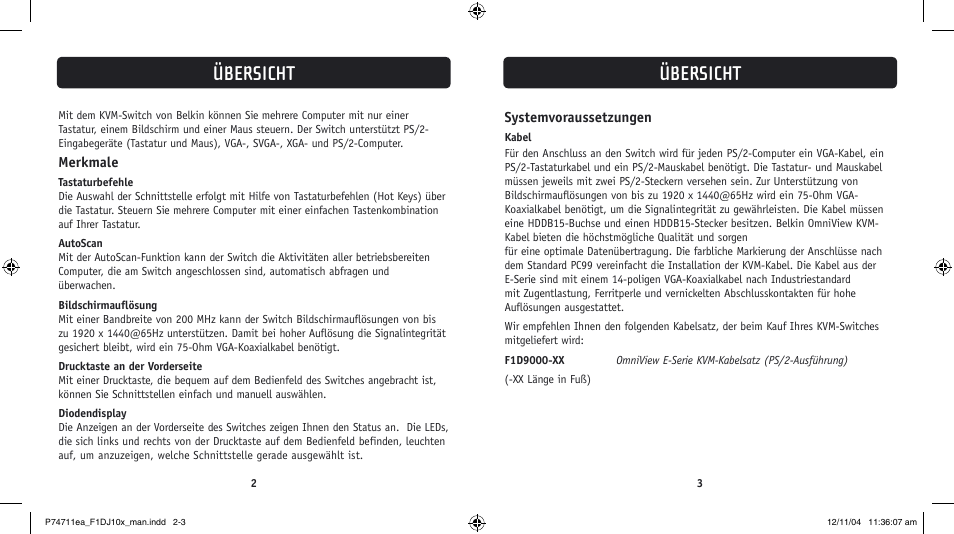 Übersicht | Belkin F1DJ104P-B User Manual | Page 32 / 87