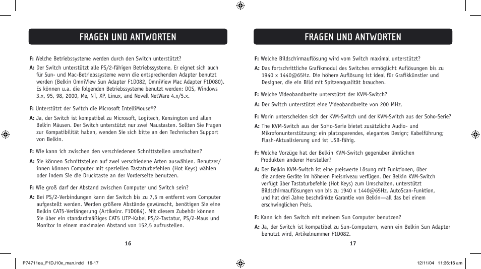 Fragen und antworten | Belkin F1DJ104P-B User Manual | Page 39 / 87