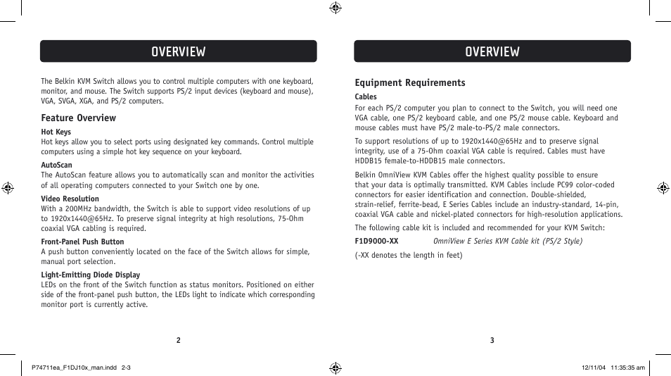 Overview | Belkin F1DJ104P-B User Manual | Page 4 / 87