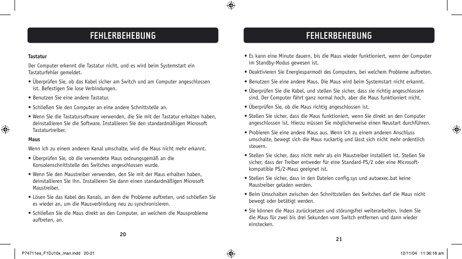 Fehlerbehebung | Belkin F1DJ104P-B User Manual | Page 41 / 87