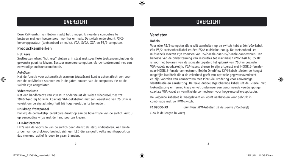 Overzicht | Belkin F1DJ104P-B User Manual | Page 46 / 87