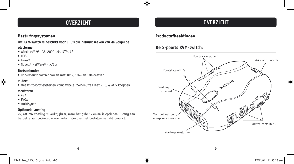 Overzicht | Belkin F1DJ104P-B User Manual | Page 47 / 87