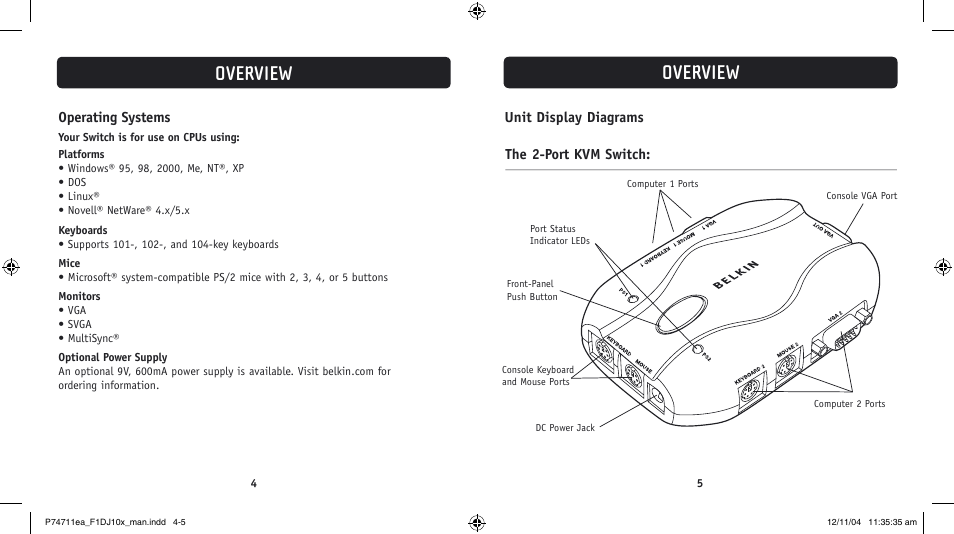 Overview | Belkin F1DJ104P-B User Manual | Page 5 / 87