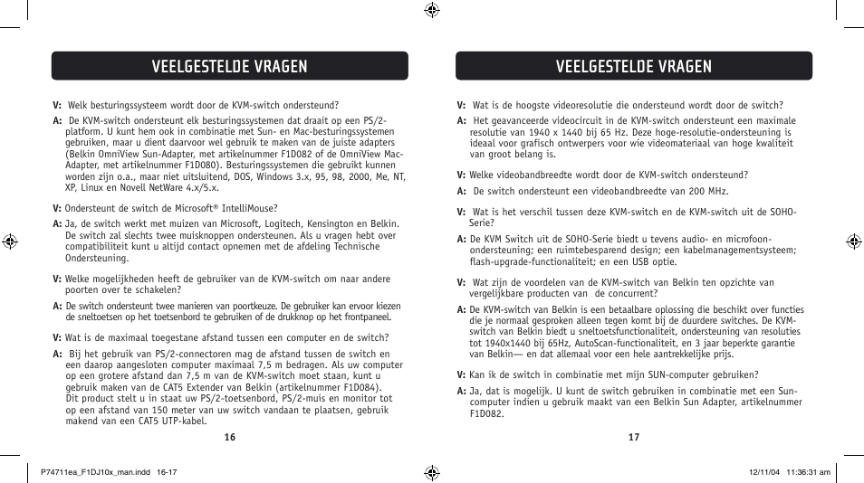Veelgestelde vragen | Belkin F1DJ104P-B User Manual | Page 53 / 87
