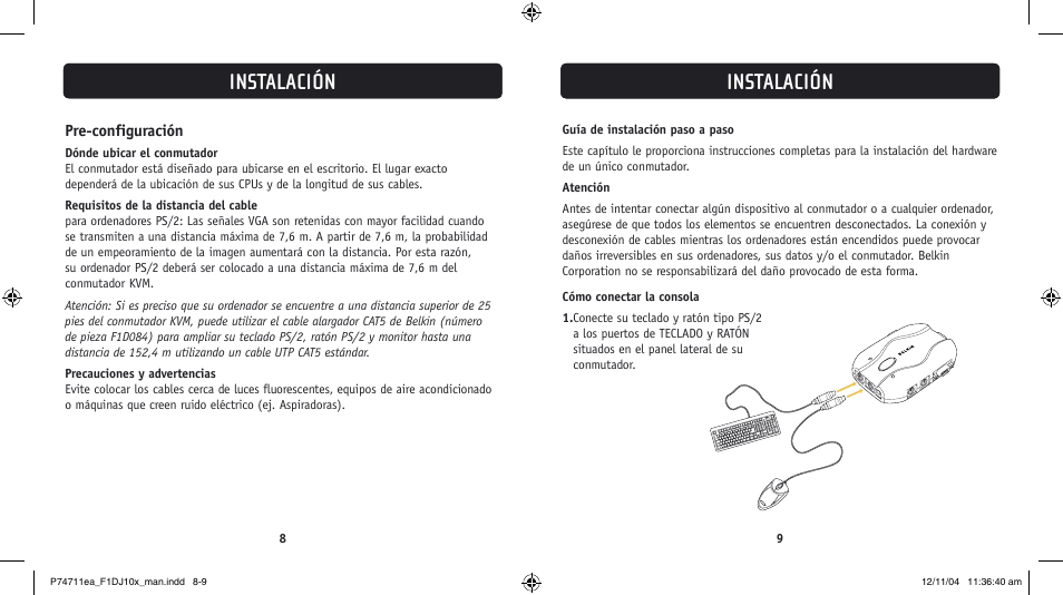 Installation instalación, Instalación | Belkin F1DJ104P-B User Manual | Page 63 / 87
