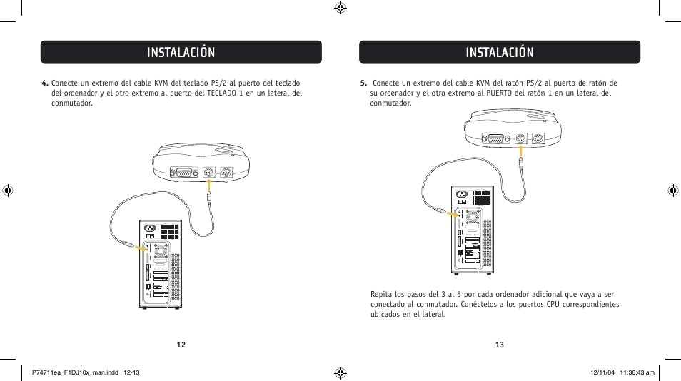 Instalación | Belkin F1DJ104P-B User Manual | Page 65 / 87