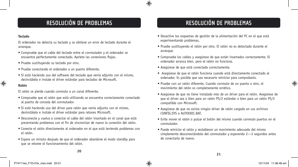 Resolución de problemas | Belkin F1DJ104P-B User Manual | Page 69 / 87