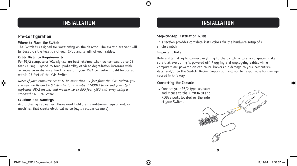 Installation | Belkin F1DJ104P-B User Manual | Page 7 / 87