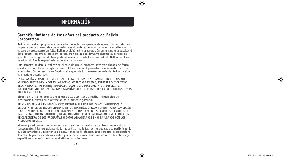 Información | Belkin F1DJ104P-B User Manual | Page 71 / 87