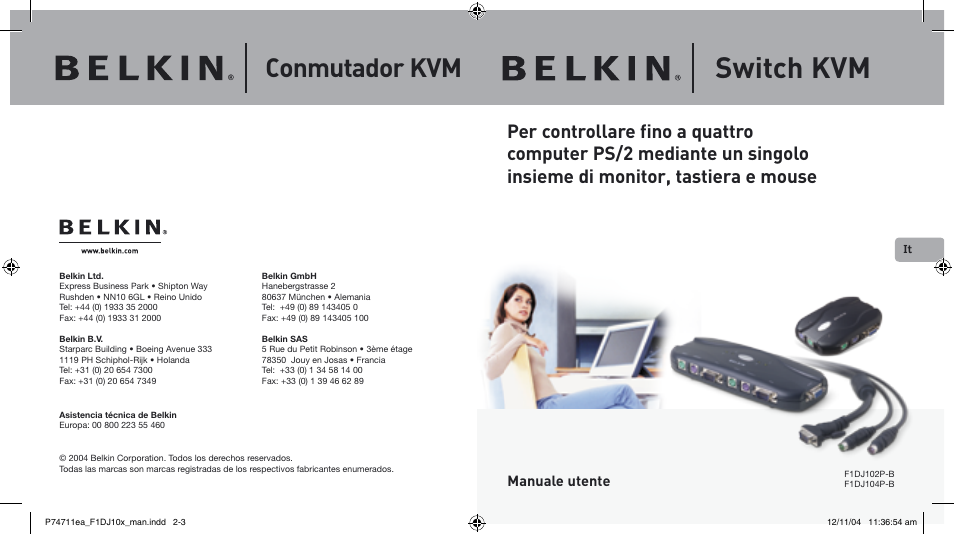 Switch kvm, Conmutador kvm | Belkin F1DJ104P-B User Manual | Page 72 / 87