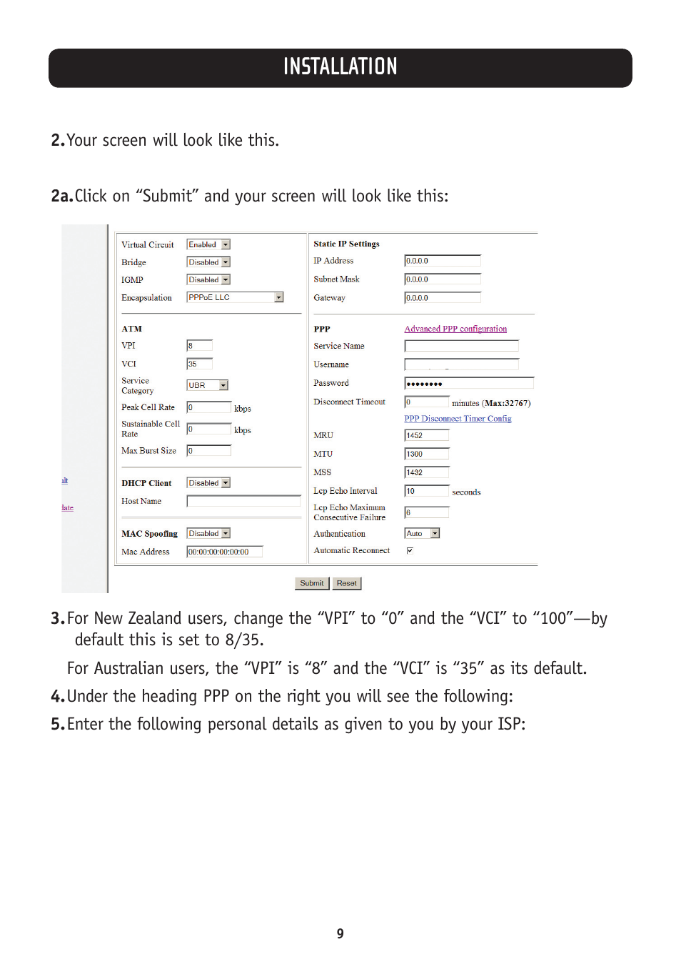 Installation | Belkin F5D5730au User Manual | Page 12 / 23