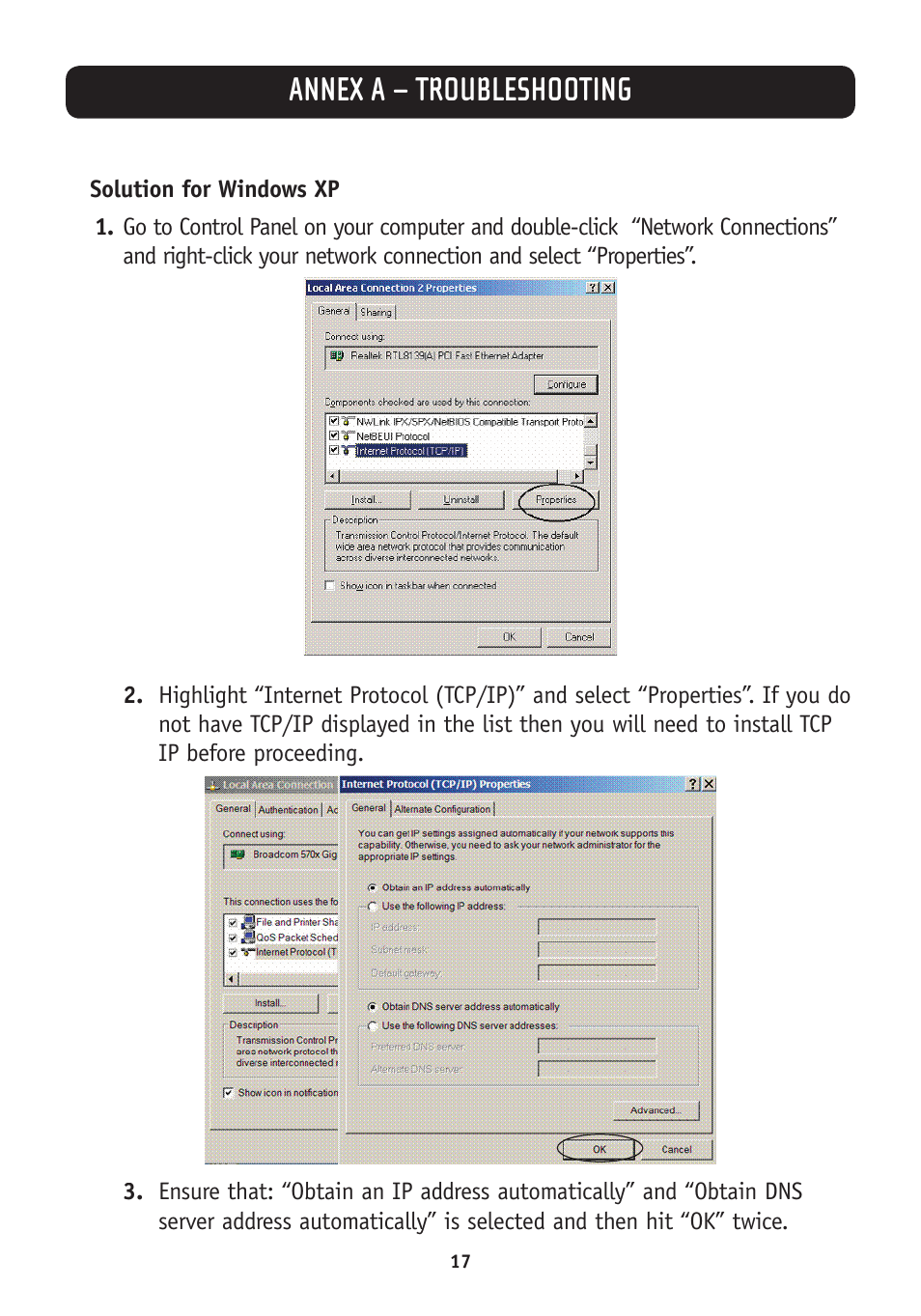 Annex a – troubleshooting | Belkin F5D5730au User Manual | Page 20 / 23