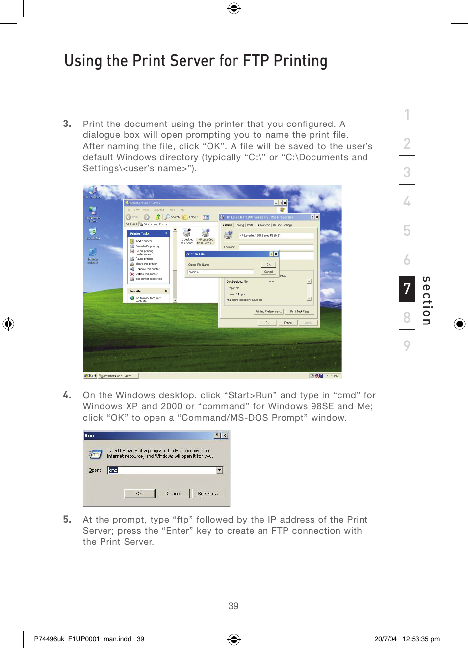 Using the print server for ftp printing | Belkin F1UP0001 User Manual | Page 41 / 53