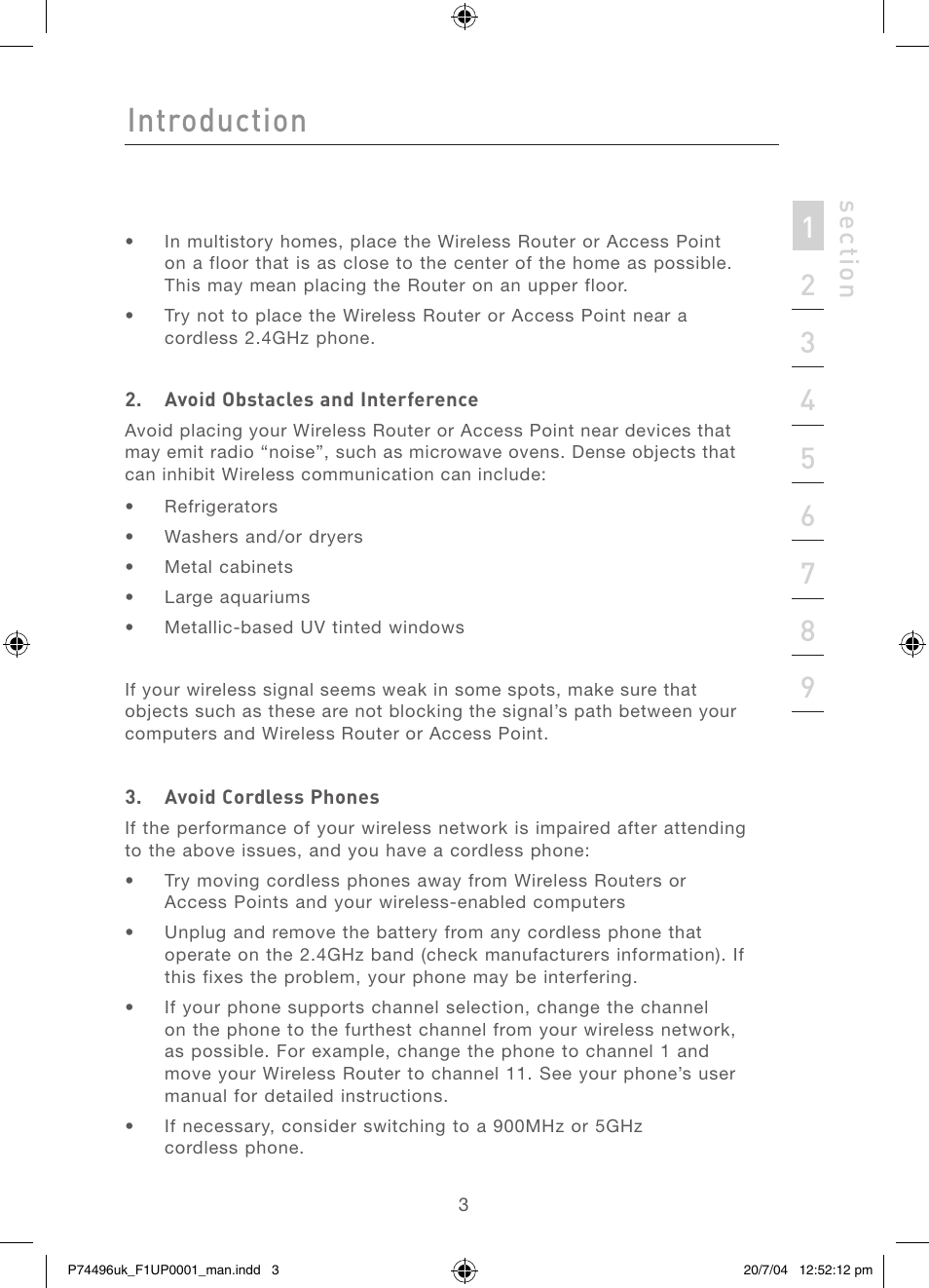 Introduction, Se ct io n | Belkin F1UP0001 User Manual | Page 5 / 53