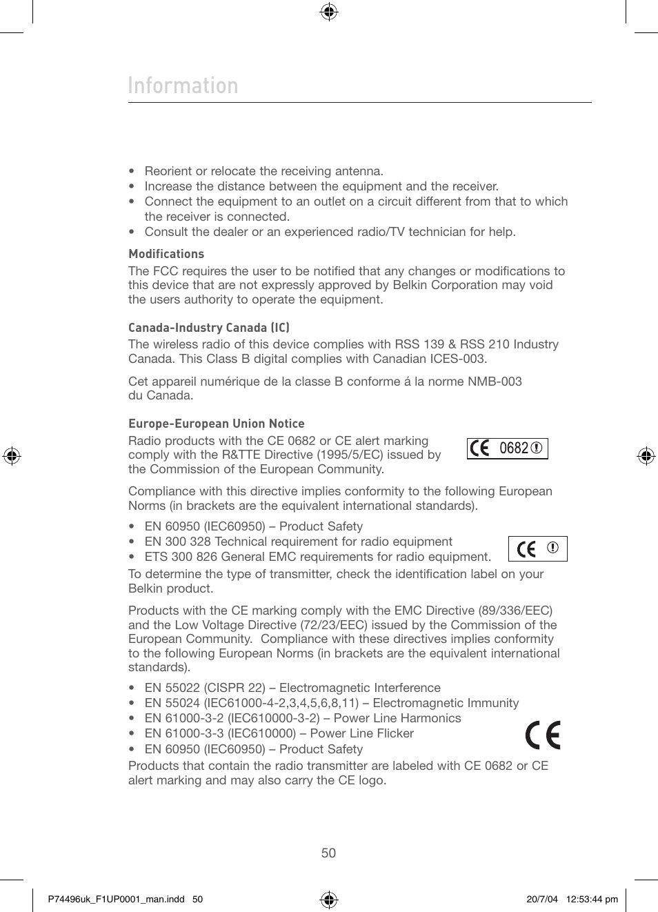 Information | Belkin F1UP0001 User Manual | Page 52 / 53