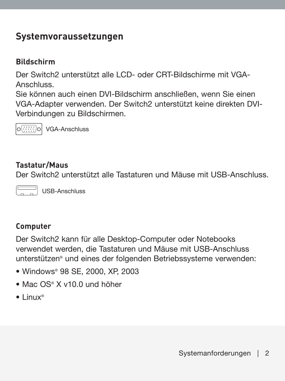 Systemvoraussetzungen, X v10.0 und höher • linux | Belkin F1DF102UEA User Manual | Page 15 / 40