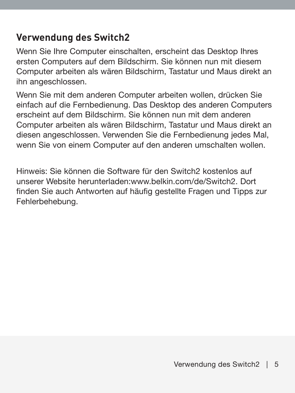 Verwendung des switch2 | Belkin F1DF102UEA User Manual | Page 18 / 40