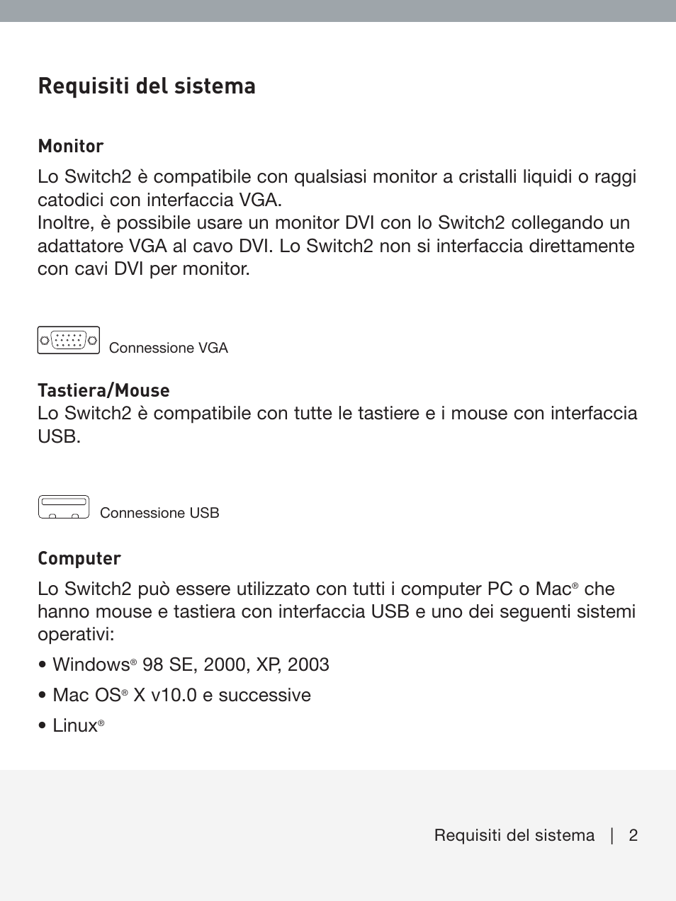 Requisiti del sistema, X v10.0 e successive • linux | Belkin F1DF102UEA User Manual | Page 33 / 40