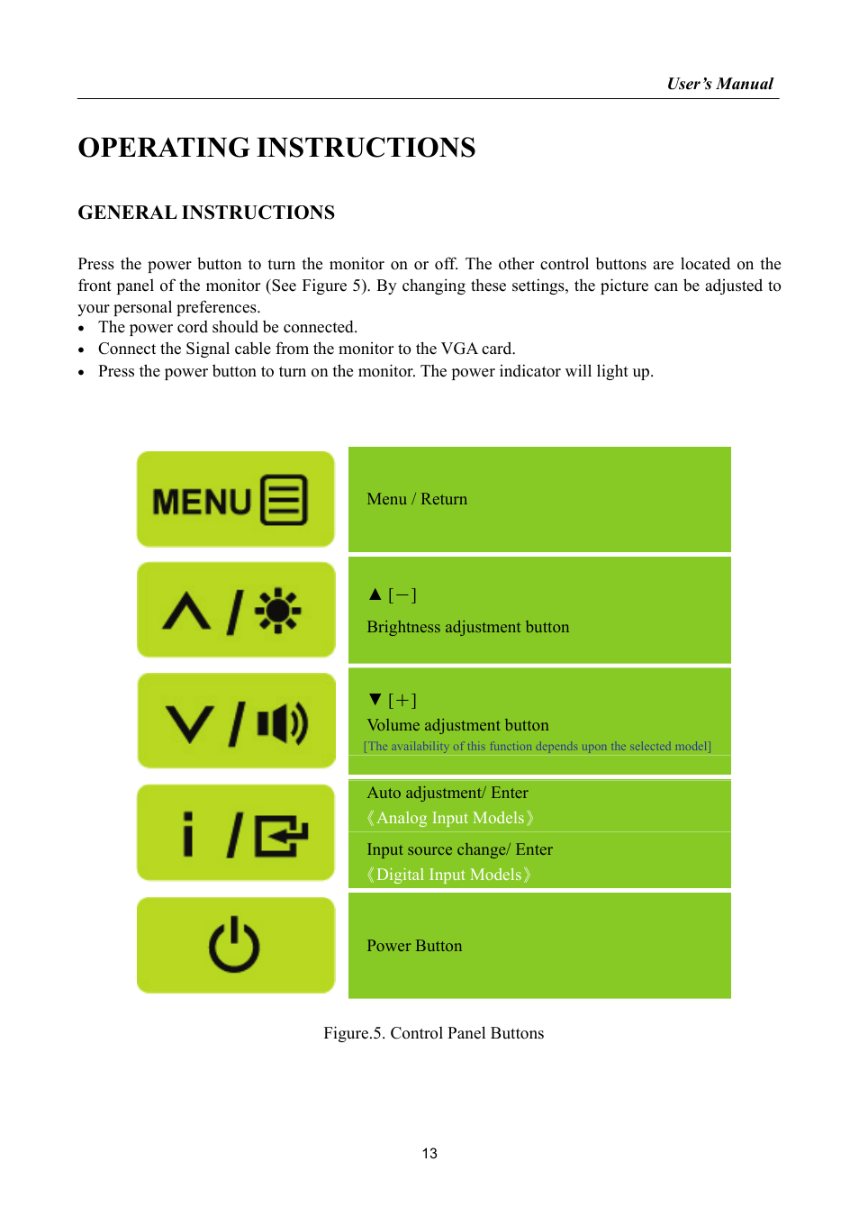 Operating instructions, General instructions | Hanns.G HL269 User Manual | Page 13 / 28