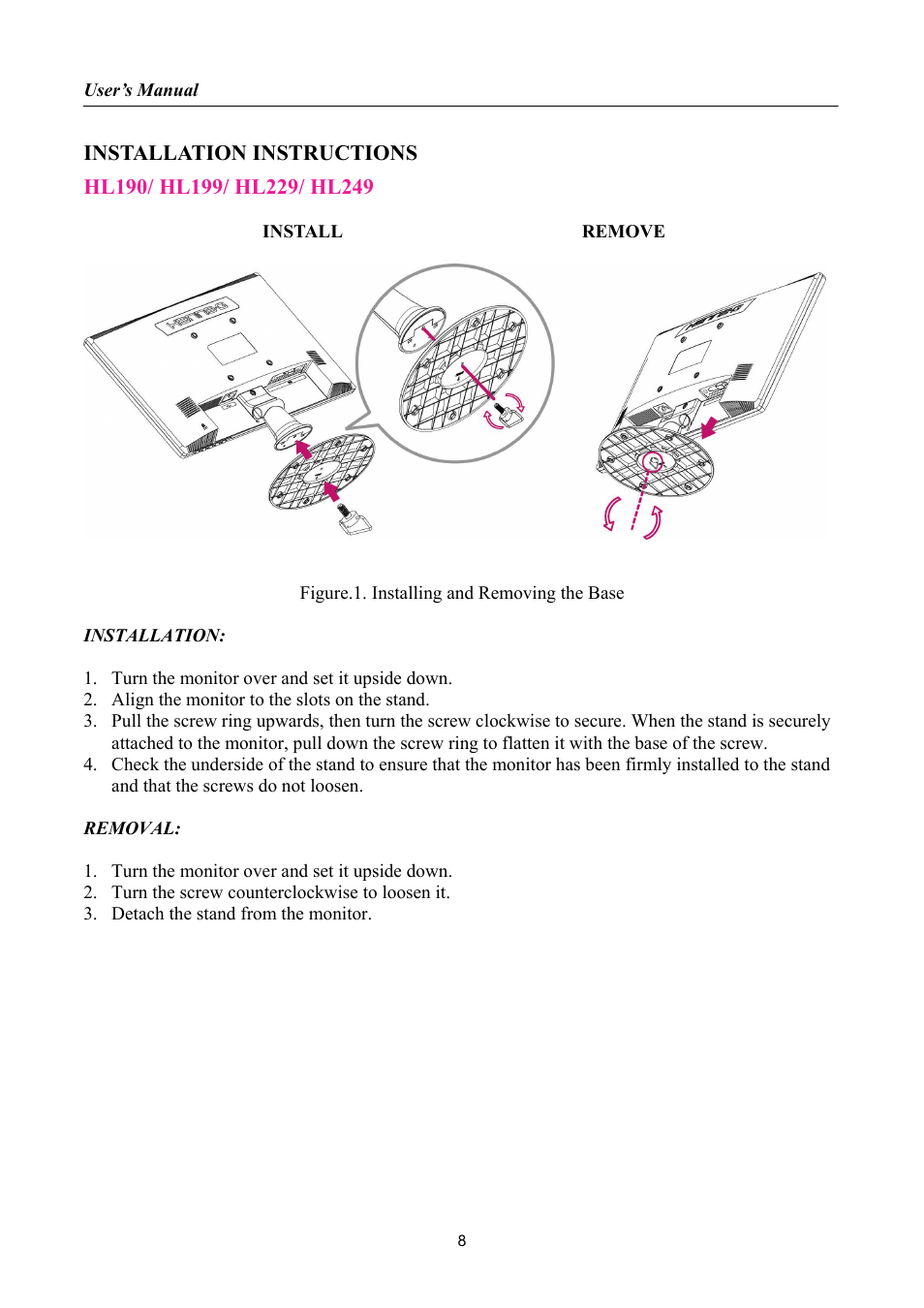Installation instructions | Hanns.G HL269 User Manual | Page 8 / 28