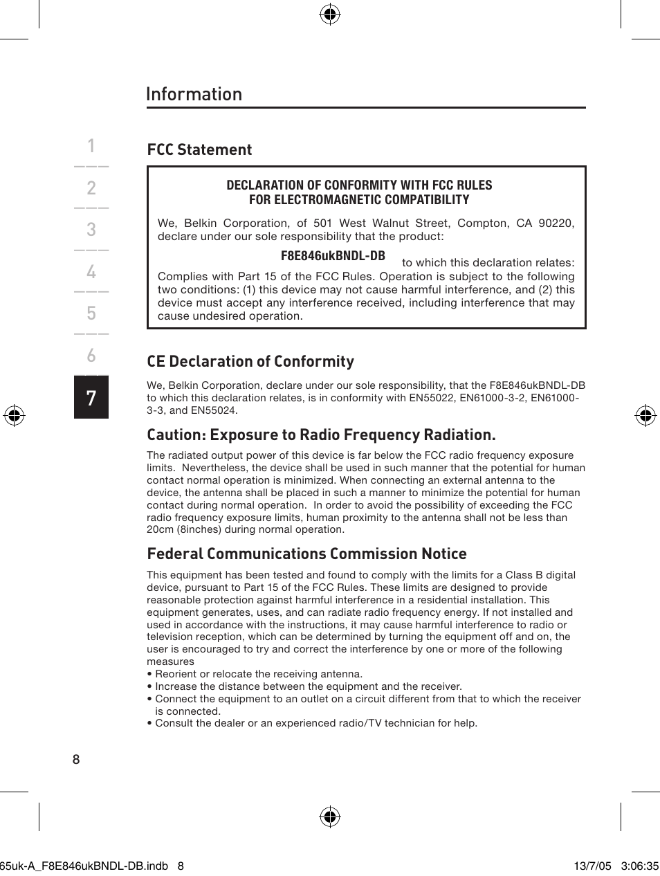 Information | Belkin F8E846UKBNDL-DB User Manual | Page 12 / 14