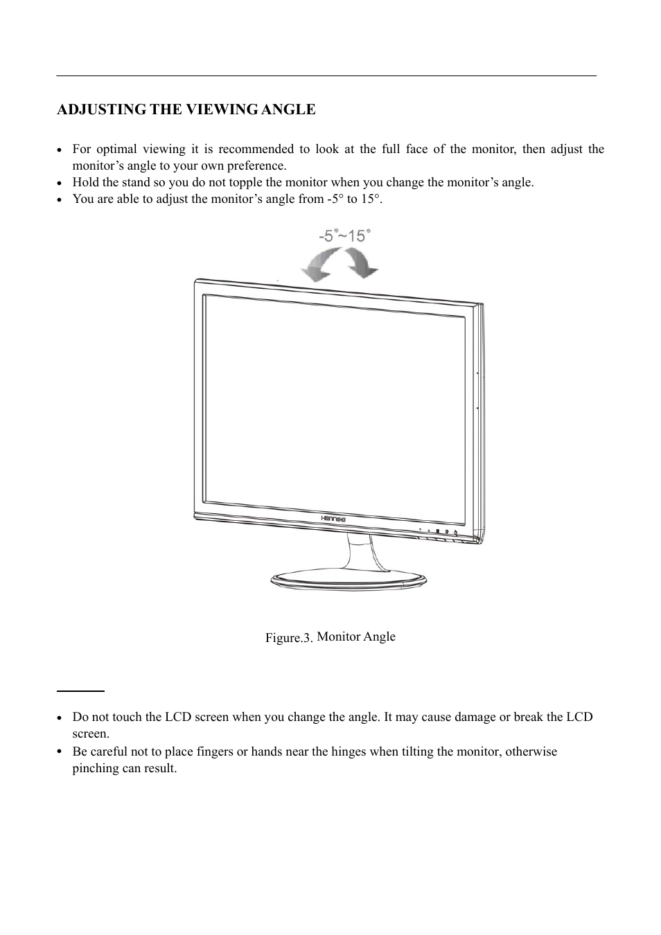 Adjusting the viewing angle | Hanns.G HL225 User Manual | Page 12 / 24
