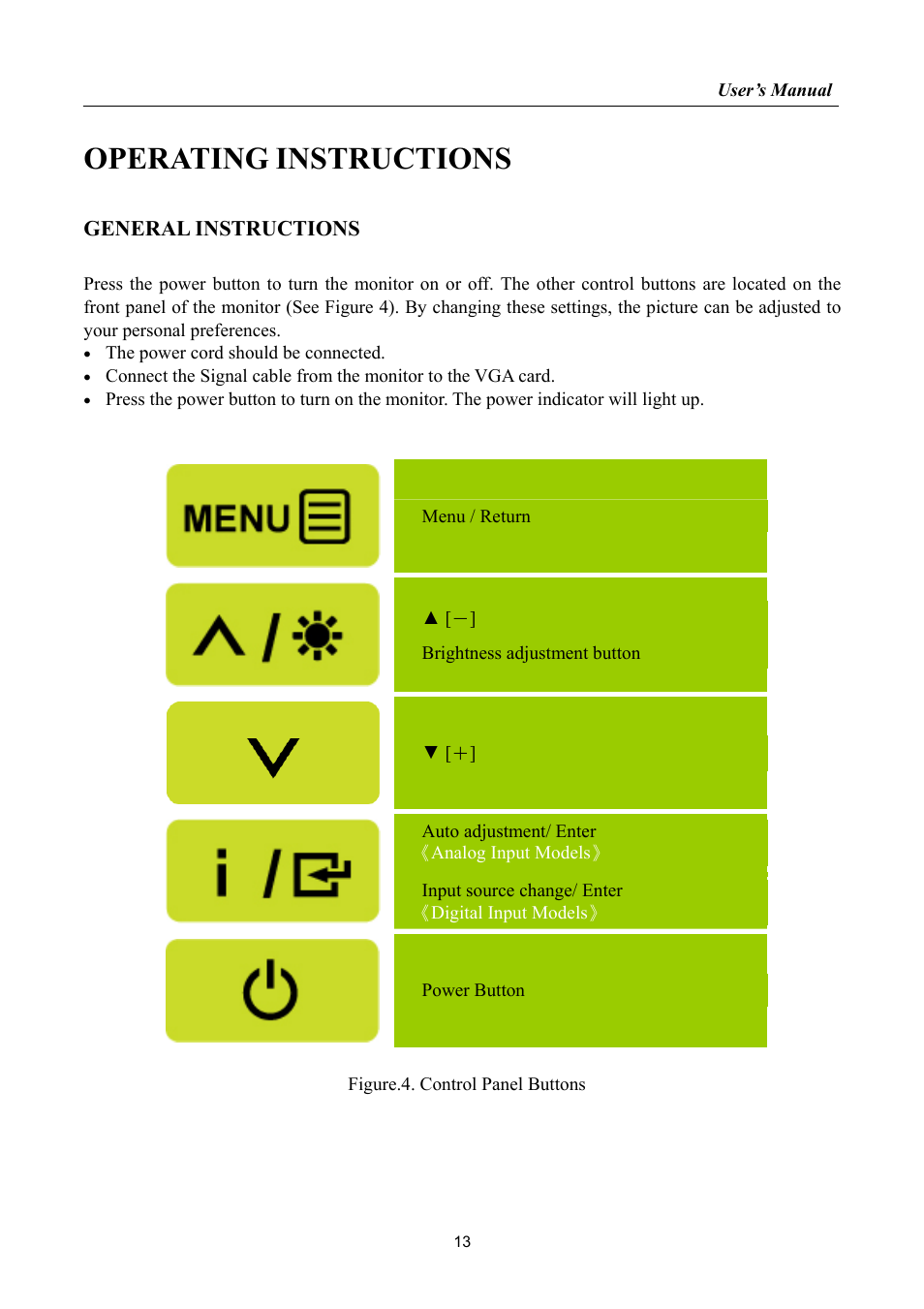 Operating instructions, General instructions | Hanns.G HL198 User Manual | Page 13 / 24