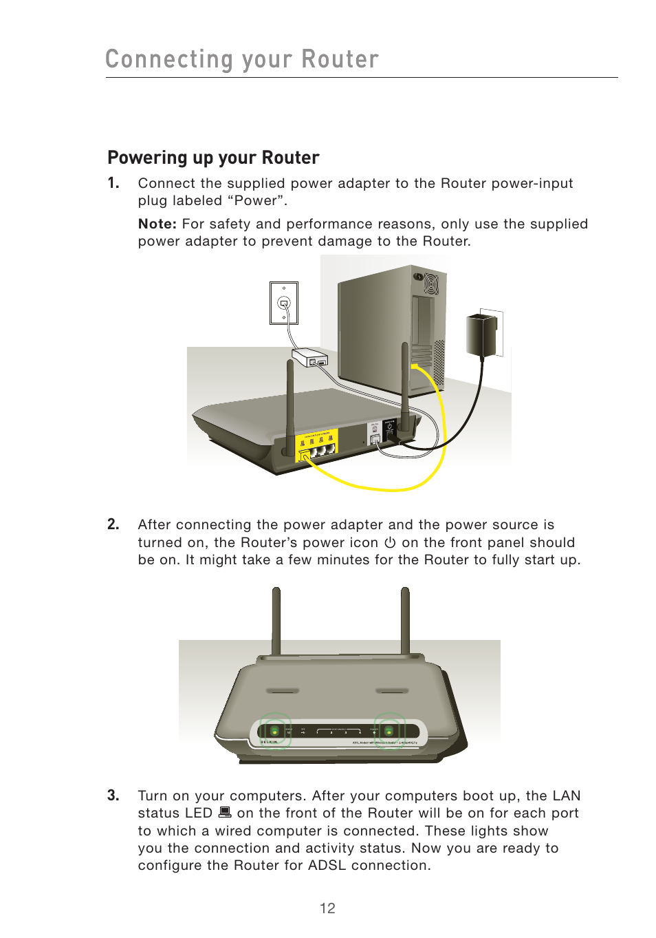 Connecting your router | Belkin F5D7632UK4 User Manual | Page 14 / 90