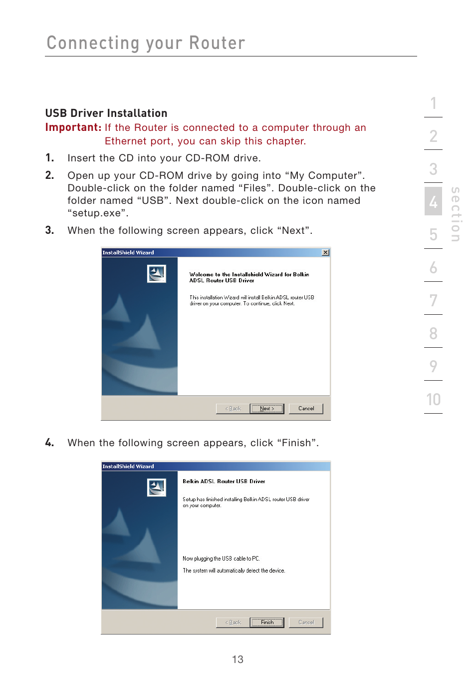 Connecting your router | Belkin F5D7632UK4 User Manual | Page 15 / 90