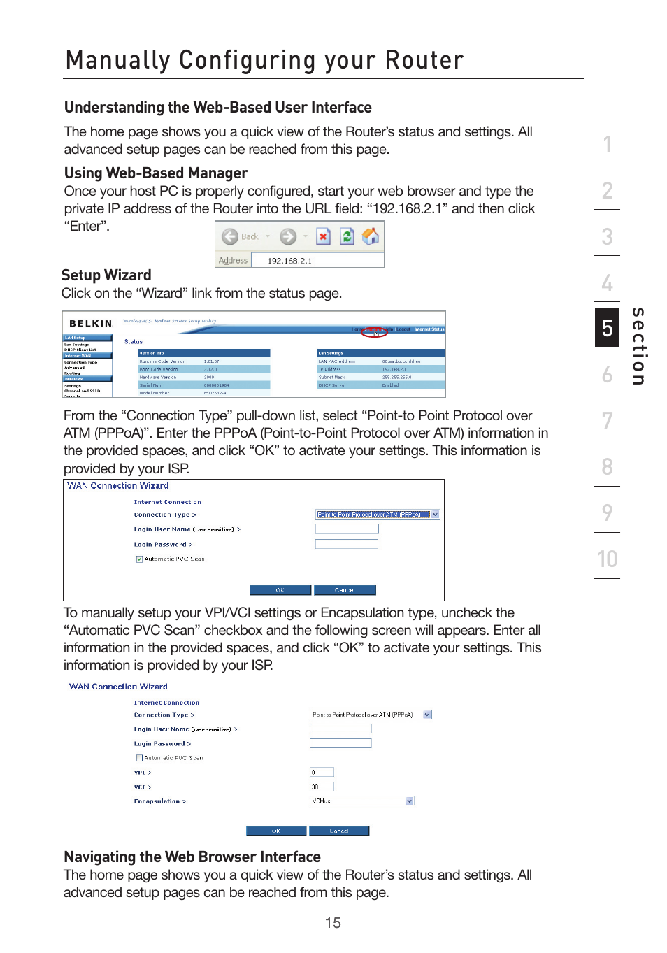 Manually configuring your router | Belkin F5D7632UK4 User Manual | Page 17 / 90