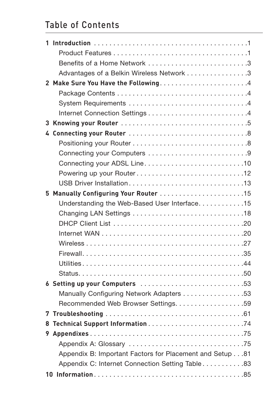 Belkin F5D7632UK4 User Manual | Page 2 / 90
