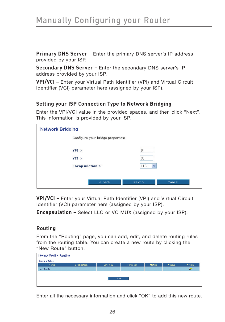 Manually configuring your router | Belkin F5D7632UK4 User Manual | Page 28 / 90