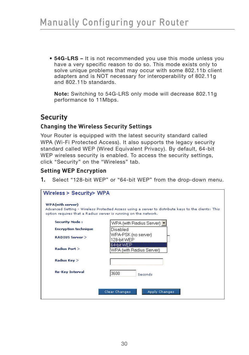 Manually configuring your router, Security | Belkin F5D7632UK4 User Manual | Page 32 / 90