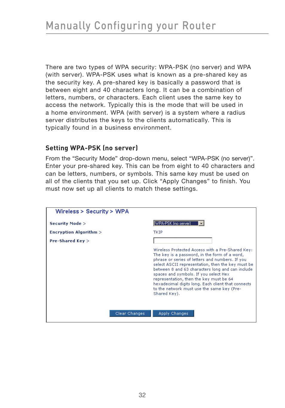 Manually configuring your router | Belkin F5D7632UK4 User Manual | Page 34 / 90