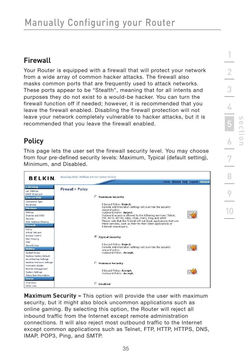 Manually configuring your router | Belkin F5D7632UK4 User Manual | Page 37 / 90