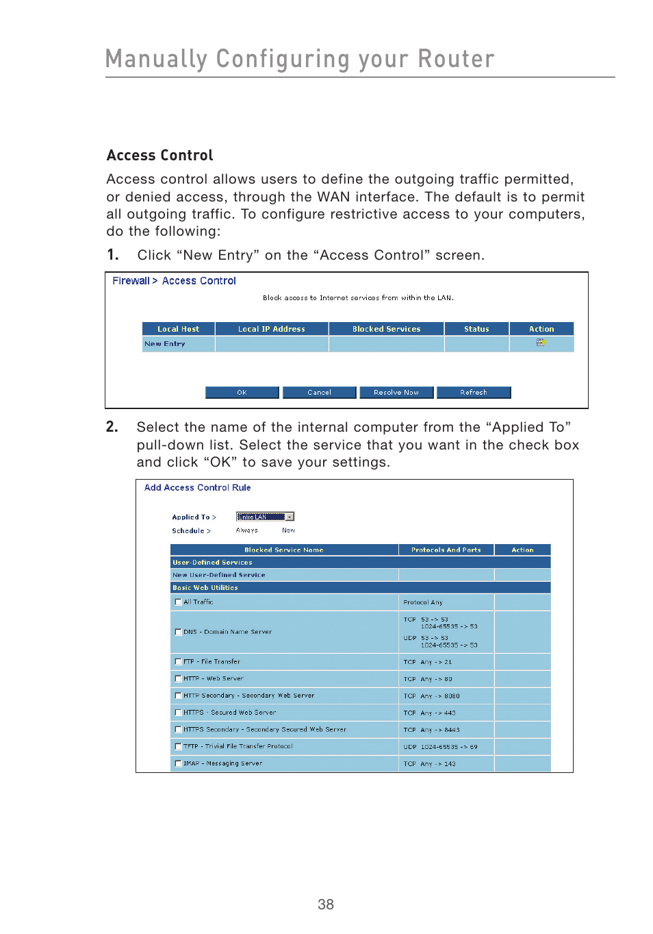 Manually configuring your router | Belkin F5D7632UK4 User Manual | Page 40 / 90