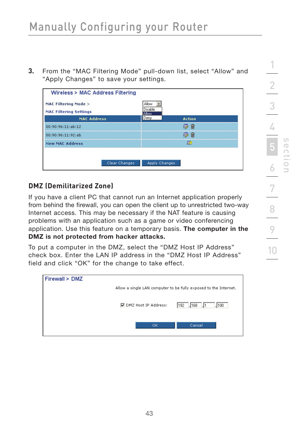 Manually configuring your router | Belkin F5D7632UK4 User Manual | Page 45 / 90
