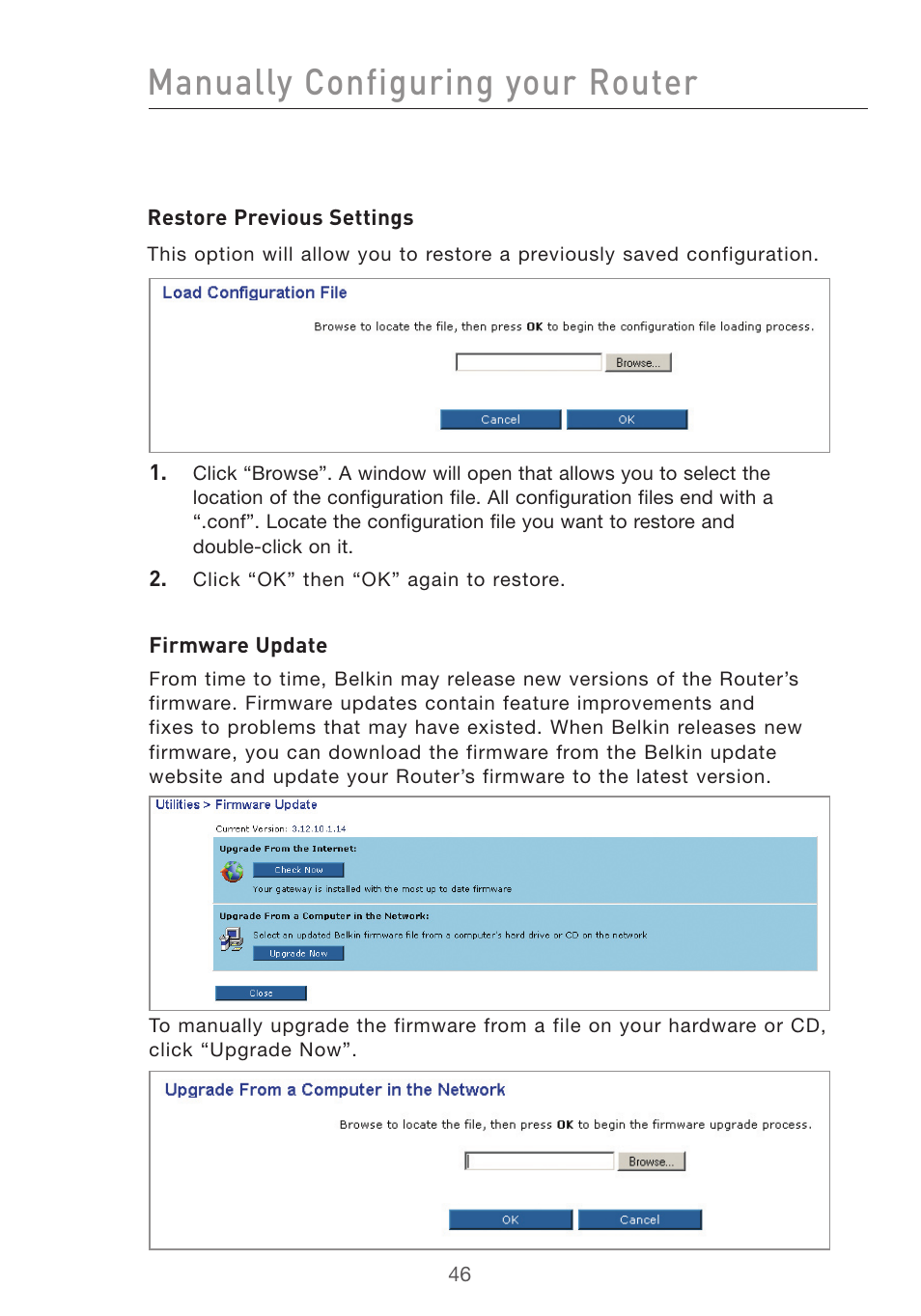 Manually configuring your router | Belkin F5D7632UK4 User Manual | Page 48 / 90