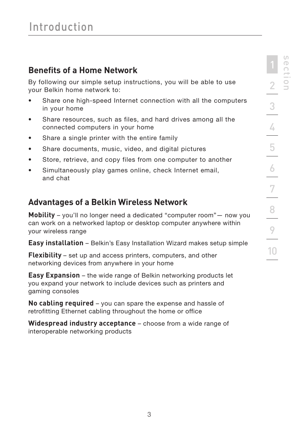 Introduction, Se ct io n | Belkin F5D7632UK4 User Manual | Page 5 / 90