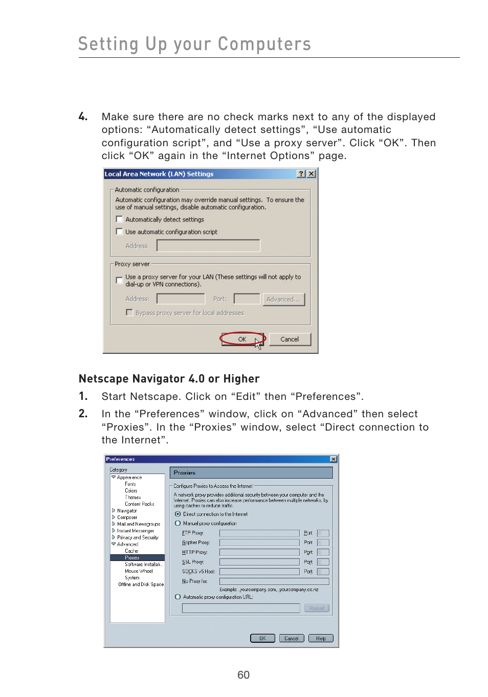Setting up your computers | Belkin F5D7632UK4 User Manual | Page 62 / 90