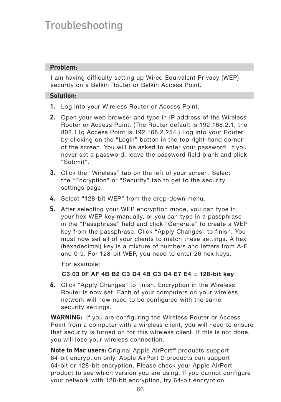 Troubleshooting | Belkin F5D7632UK4 User Manual | Page 68 / 90