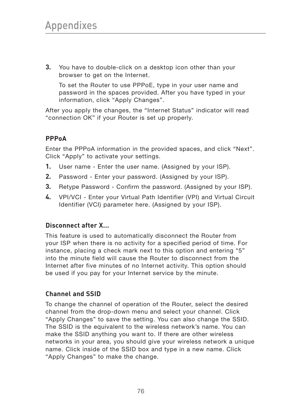 Appendixes | Belkin F5D7632UK4 User Manual | Page 78 / 90