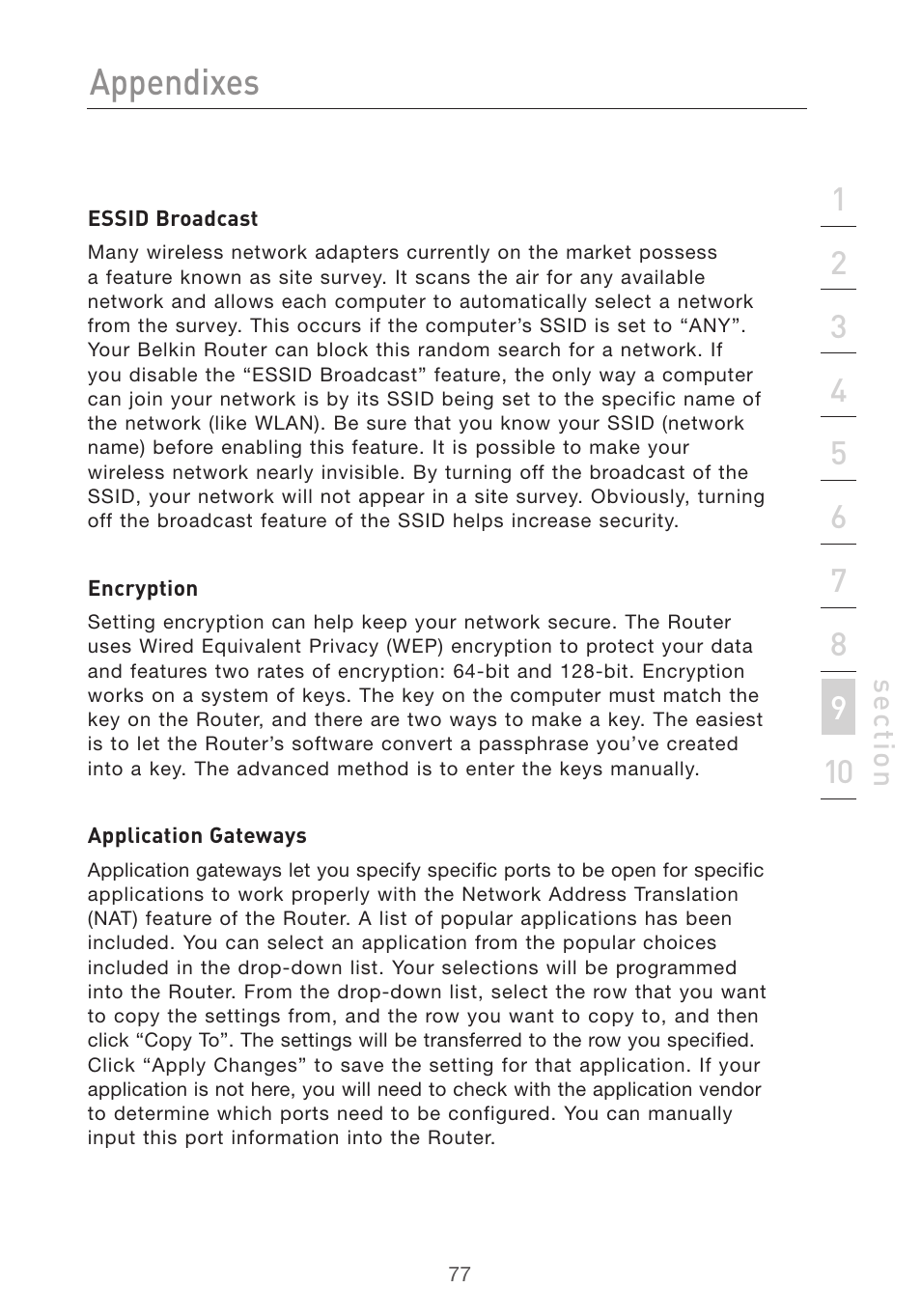Appendixes | Belkin F5D7632UK4 User Manual | Page 79 / 90