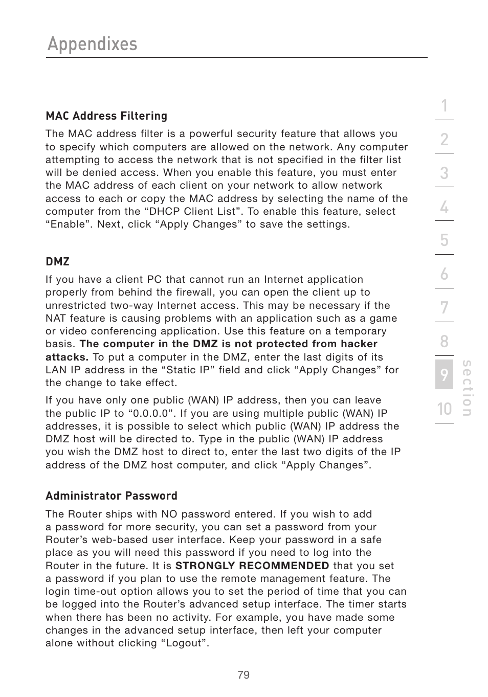 Appendixes | Belkin F5D7632UK4 User Manual | Page 81 / 90