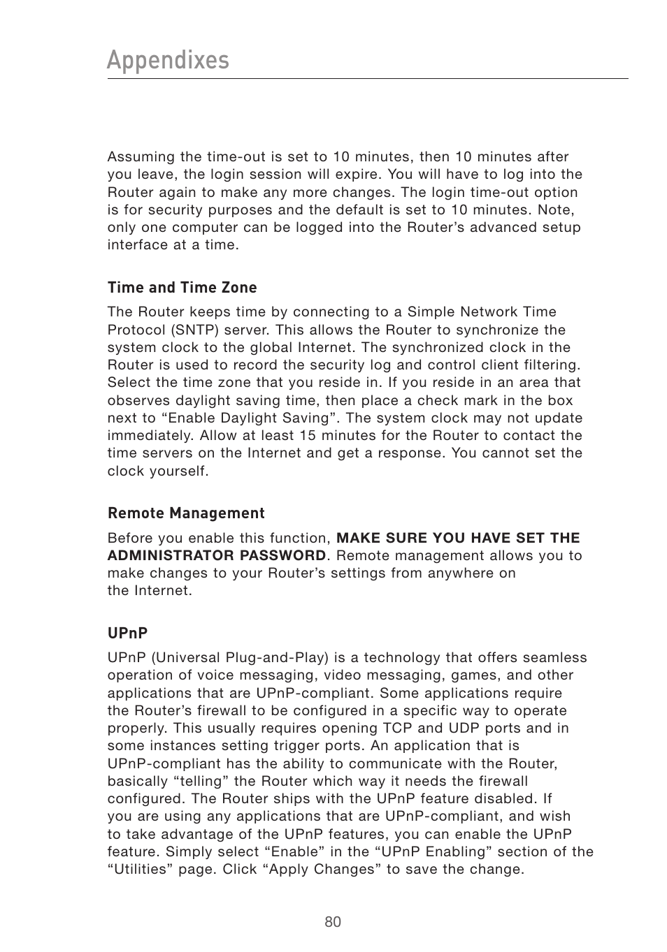 Appendixes | Belkin F5D7632UK4 User Manual | Page 82 / 90