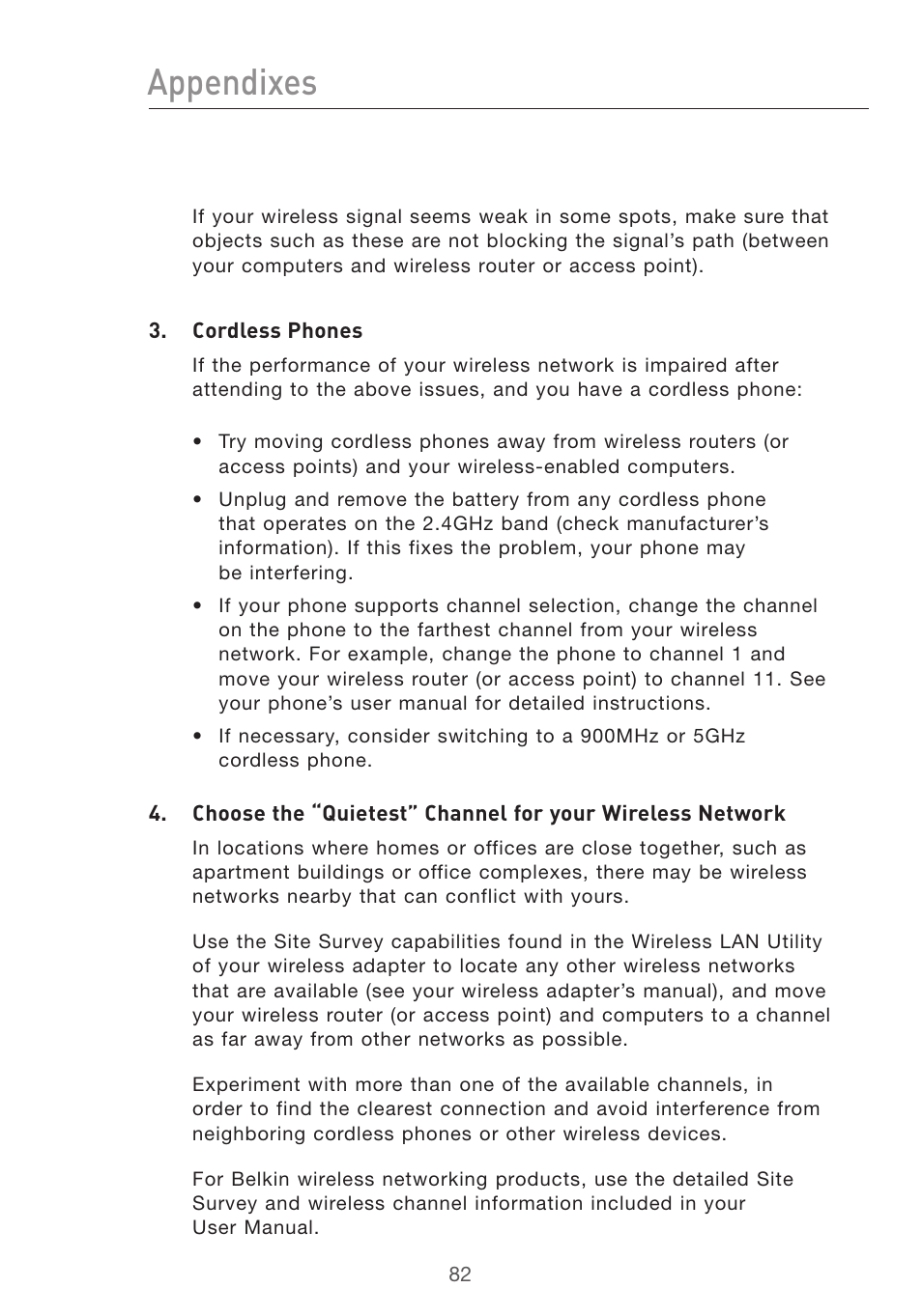 Appendixes | Belkin F5D7632UK4 User Manual | Page 84 / 90