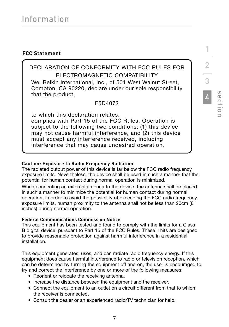 Information | Belkin POWERLINE AV F5D4072 User Manual | Page 9 / 14