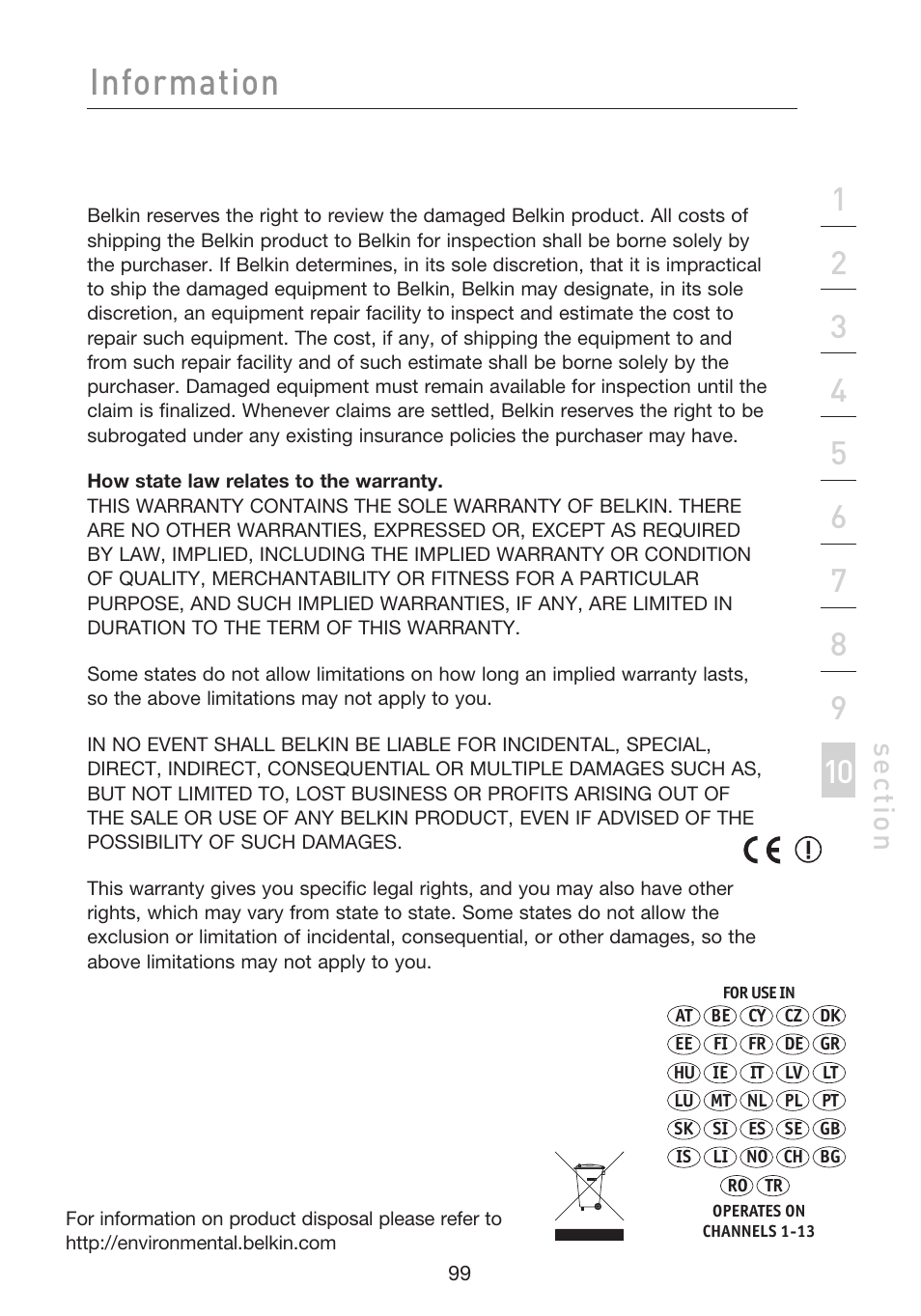 Information, Se ct io n | Belkin F5D8233EA4 User Manual | Page 101 / 619