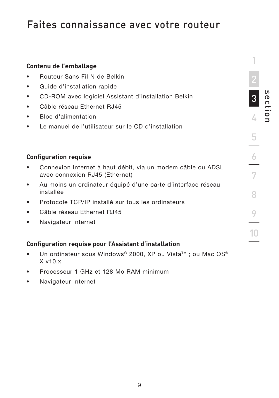Faites connaissance avec votre routeur, Se ct io n | Belkin F5D8233EA4 User Manual | Page 114 / 619