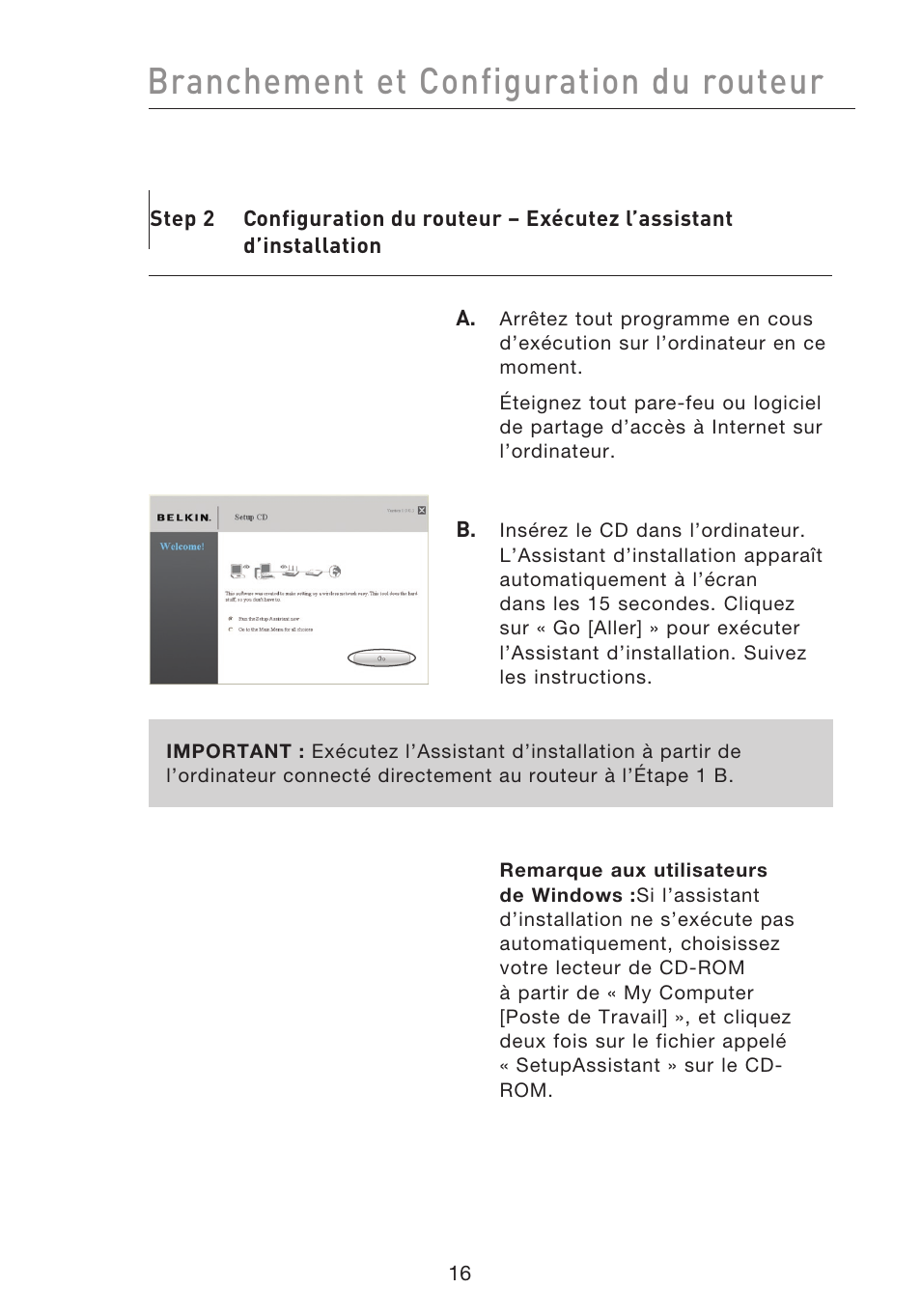 Branchement et configuration du routeur | Belkin F5D8233EA4 User Manual | Page 121 / 619